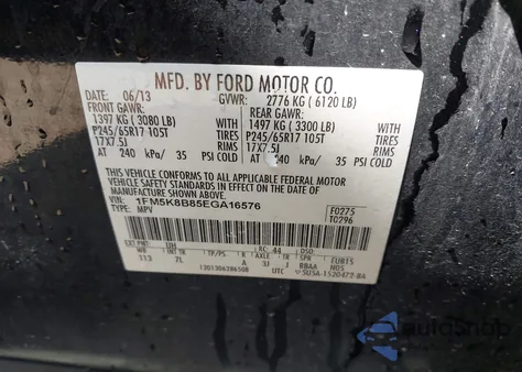 2014 Ford Explorer z USA, uszkodzony, nr VIN 1FM5K8B85EGA16576